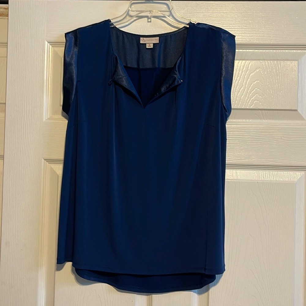 Silky navy blue sleeveless top